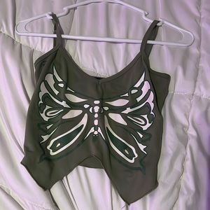 green butterfly crop, Shein, brand new, XS
